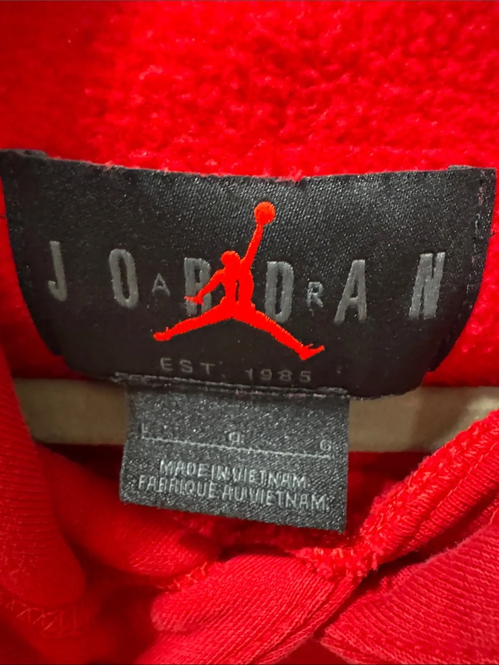 Jordan Red Hooded Pullover with Embroidered Jumpman and Autograph